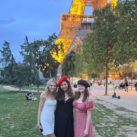 Nikki Roumel enjoying her time at the Eiffel Tower area with her friends.